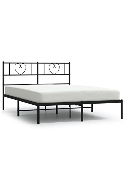 vidaxl Cadru de pat metalic cu tăblie, negru, 140x190 cm