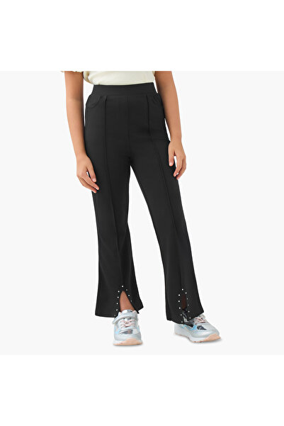 Juniors Girls Trousers with Slit Detail - Cotton