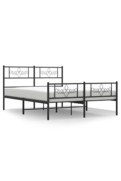 vidaxl Cadru pat metalic cu tăblie de cap/picioare, negru, 120x190 cm