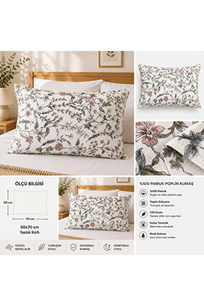DOĞA EV TEKSTİLİ Doğanın Tüm Renkleri 2'Lİ YASTIK KILIFI 50X70- %100 PAMUK PO...