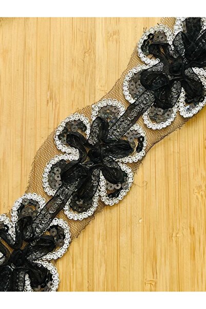 Öztürk Tuhafiye Sequin, Organza Ribbon, and Glitter Chain Embroidered Ribbon ...