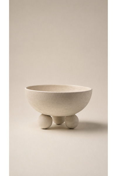 Bohemian Noma Top Footed Ceramic Decorative Bowl |   19X12 cm
