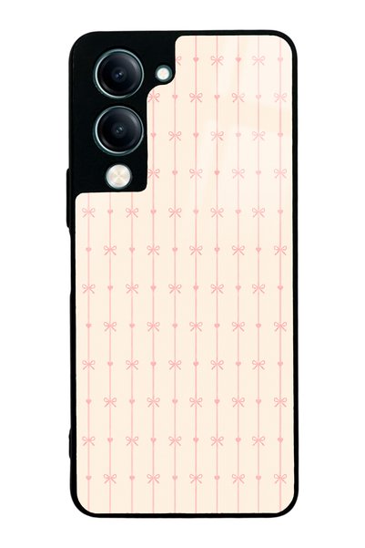 Spoyi Vivo Y04 Cream Coquette Pattern Design Glossy Phone Case