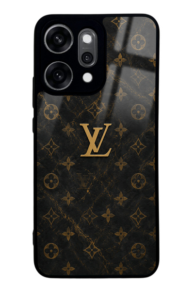 Spoyi Oppo Reno 14 Pro Black Marble Gold Lv Design Glossy Phone Case