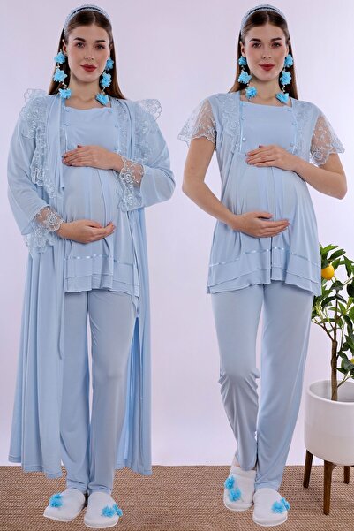 ByLohusa Cotton Pajama Set for Pregnant and Postpartum Women with Adjustable ...