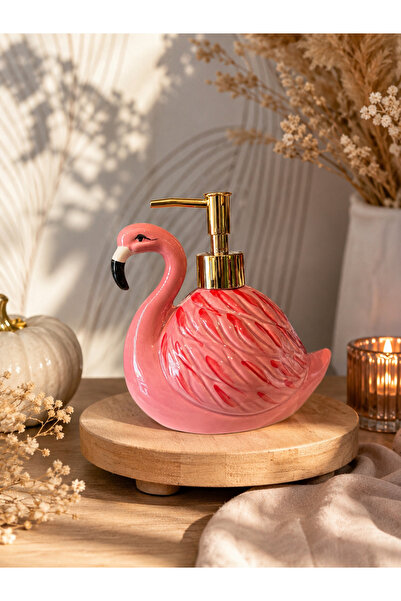 Atak Hediyelik Ceramic Liquid Soap Dispenser with Flamingo Figure - Decorativ...