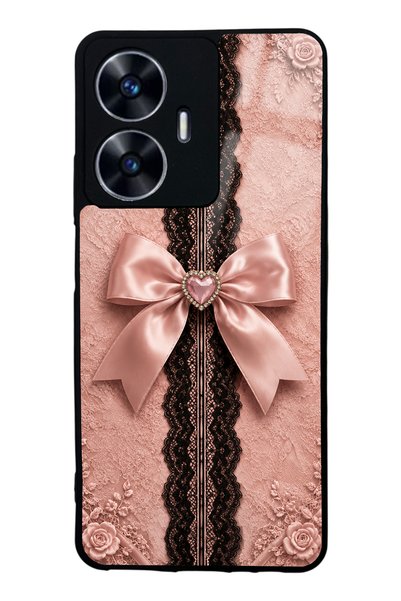 Spoyi Realme C55 Glossy Phone Case with Pink Lace Bow Design