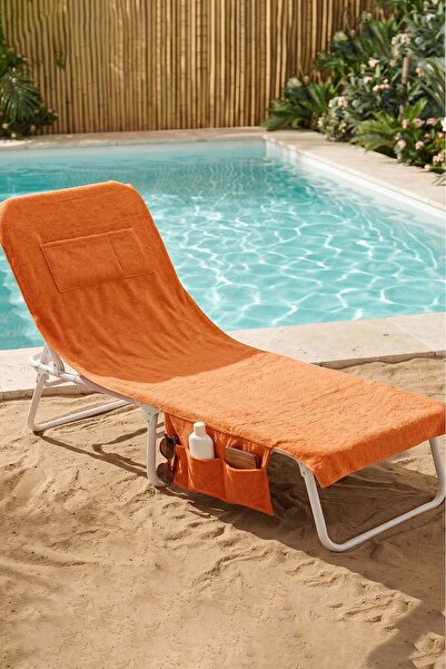 Rivaİstanbul Orange 100% Cotton Beach Towel, 60X180 Cm, Quick-Drying Beach Towel
