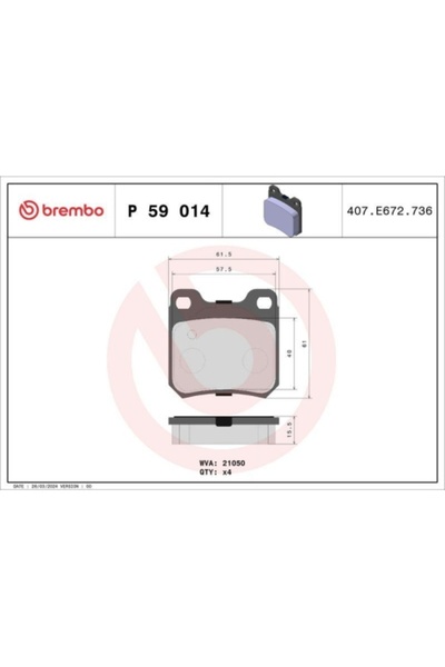Brembo Placute frana Opel Omega A (V87) 86-94, Omega B (V94) 94-05, Senator A...