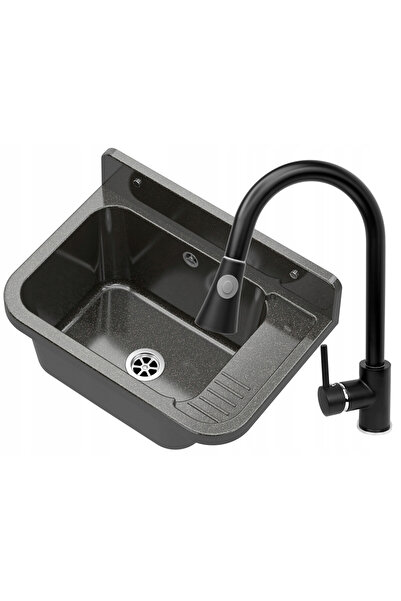 Granitan Set chiuveta si baterie, Granitan, 21cm, Negru