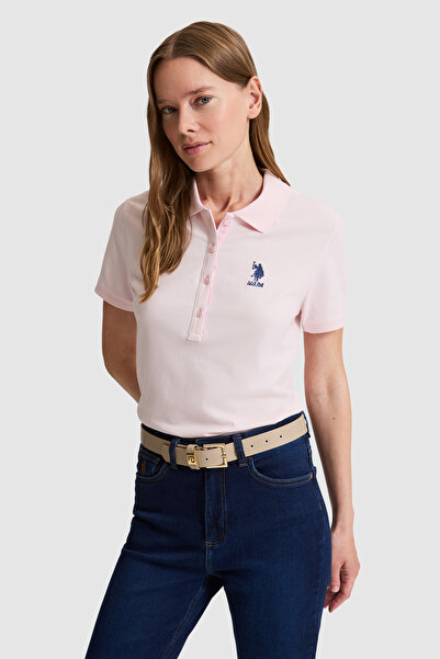U.S. Polo Assn. Women's Light Pink Polo Collar Basic T-Shirt 50326475-Vr078