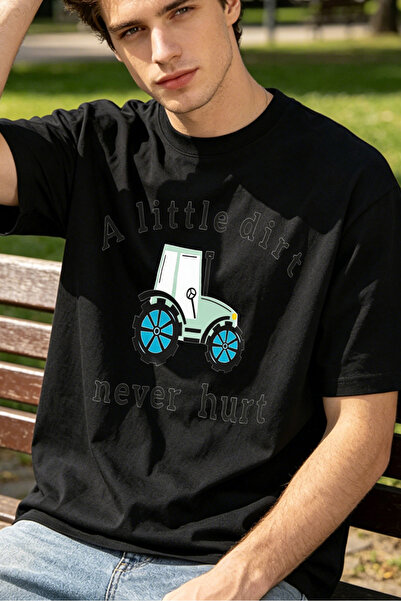 Fleck Casual Style T Shirts For Men With Tractor And Text A Little Dirt Never...