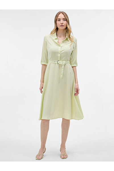 ORSAY Rochie midi galbenă de damă, tip cămașă