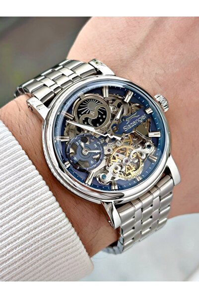 Slazenger Automatic Mechanism Silver-Navy Blue Color Steel Band Steel Case Me...