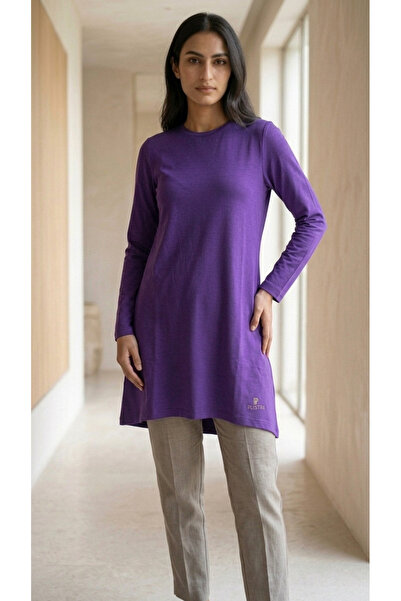 Plistre 2305_Women's Crew Neck Long Sleeve Single Jersey Tunic 100% Cotton