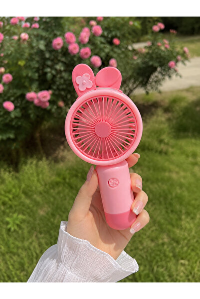 MINO TECH Mini Tavşan Kulaklı Şarjlı El Fanı – 3 Kademeli Hız Ayarlı, Taşınab...