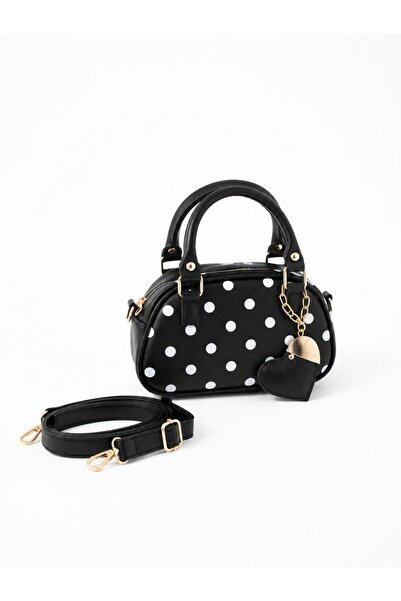 Çanta Trend Women's Gold Detailed Polka Dot Handbag and Crossbody Bag with He...