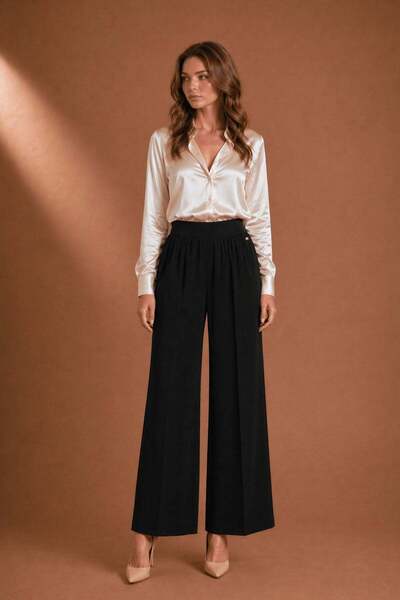 FTZ WOMEN Ženske palazzo pantalone crne 31352