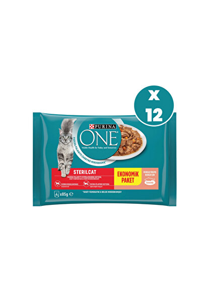 Purina One Kısırlaştırılmış Somonlu & Havuçlu 4x85 gr 12'li Kedi Yaş Maması