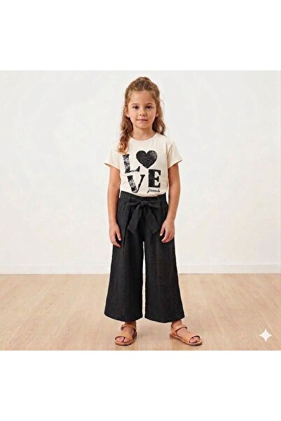Yağmur Giyim Decosport Love Embroidered Sequined Short Sleeve Pants Girl's Se...