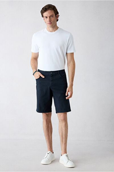 Kiğılı Regular Fit Standard Cut Plain Cotton 5-Pocket Bermuda Shorts