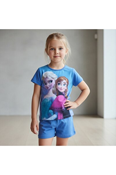 Disney Costum Elsa pentru copii, 100% bumbac – set cu tricou și pantaloni, co...