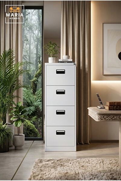 MARIA HOMES 4-Drawer Vertical Filing Cabinet – Lockable Metal Office File Sto...