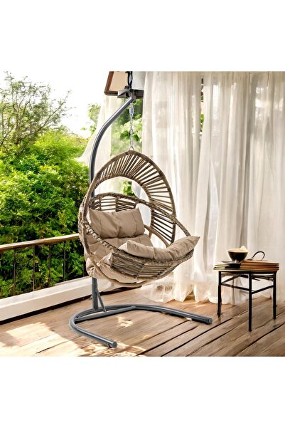 ReHome Nobel | Tekli Rattan Bahçe Salıncağı | Balkon Salıncağı