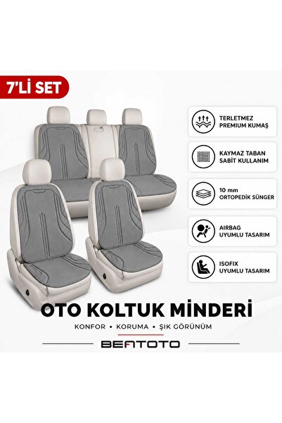 BENTOTO Car Seat Cushion Set of 7 Anti-Sweat Fabric Non-Slip Base Airbag and ...