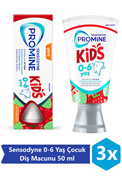 Sensodyne Promine Kids 0-6 Yaş %100 Doğal Aromalı Diş Macunu 50 ml x 3 Adet