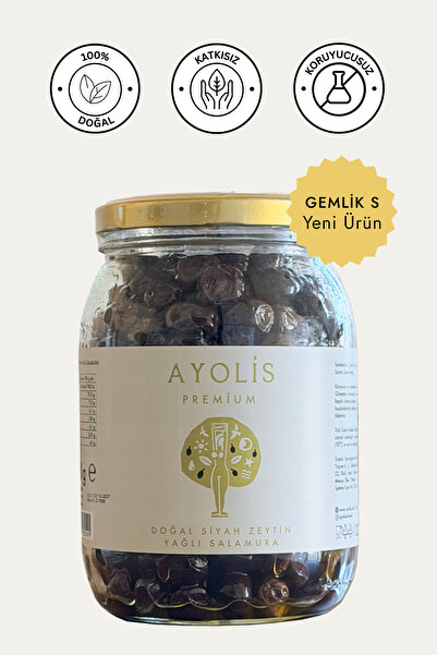 Ayolis Premium Gurme Yağlı Salamura Siyah Zeytin S 950 g (Zeytinyağlı)