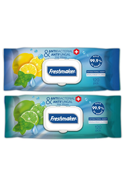 Freshmaker مناديل مبللة مضادة للبكتيريا والفطريات من فريش ميكر بغطاء علوي , 7...