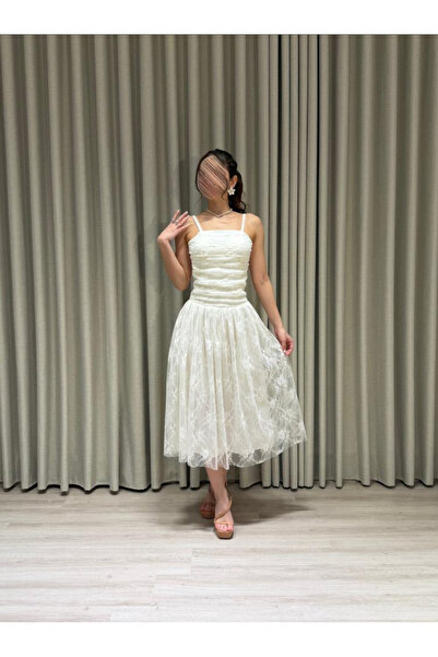 mivora Gla Lace Dress White Mid
