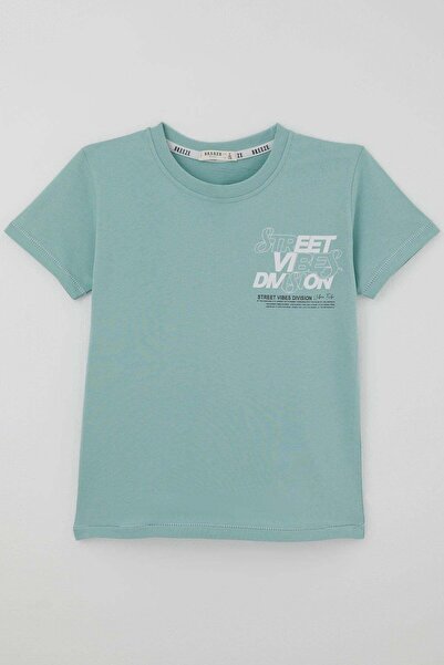 Breeze Boy's Short Sleeve T-Shirt with Back Print Detail, Ages 8-14, Water Green