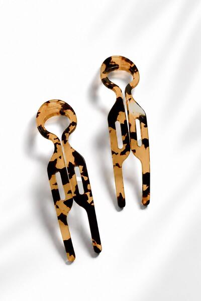 New Obsessions 2 Pieces of Luxury Acetate Hair Bun Fixing Hairpins with Turtl...