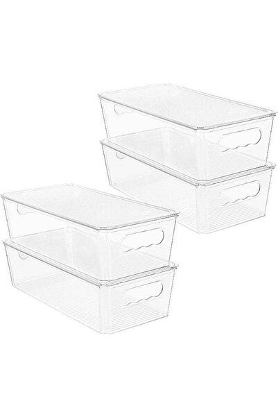 Generic Home Care 4 PCS Clear Organizers and Storage Bins with Lids, Stackabl...