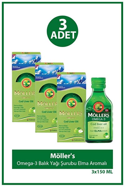 Möller's Balık Yağı Şurubu Elma Aromalı 150 ml 3 Adet