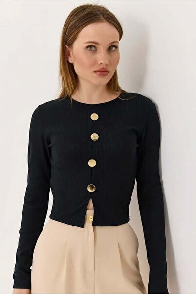 Raneel Kazançlı Alışveriş Women's slit buttoned camisole long sleeve blouse b...