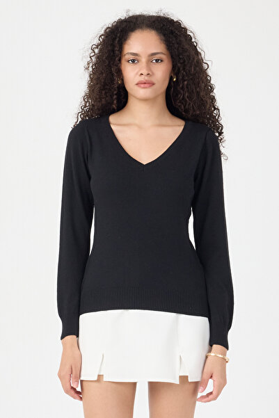 ENQUE V-Neck Women's Basic Knitwear Sweater