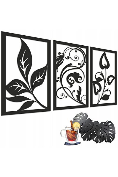Naklejkomania Tablou 3D traforat, decor de perete, triptic pentru camera de z...