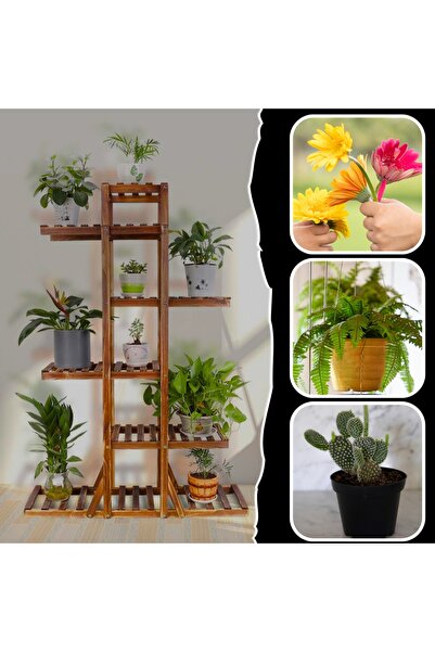 Kraft&dele Etajeră înaltă din lemn cu 6 niveluri pentru flori și plante, stil...