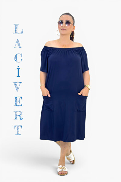 yagmurberen Madonna Collar Pocket Midi Length Full Lycra Extra Large Size Com...