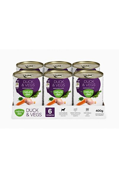 Natura Diet Set de 6 conserve hrană umedă pentru câini, Rață și Legume, 400g,...