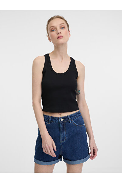 ORSAY Top scurt negru de damă