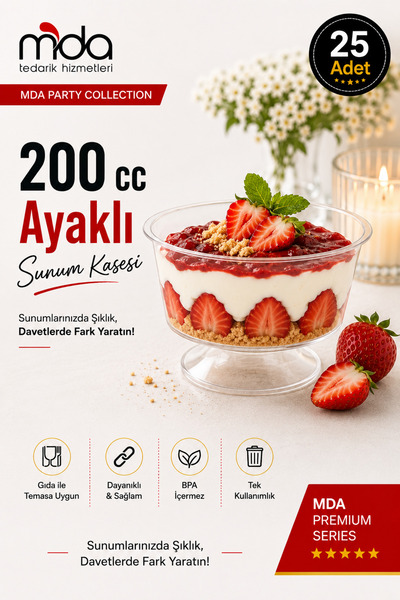 SMARTPACK 200 cc Ayaklı Sunum Kasesi 25 adet