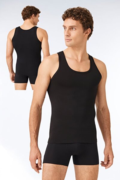 FSM1453 Men's Cotton Colored Lycra Undershirt 2-Piece - 1002