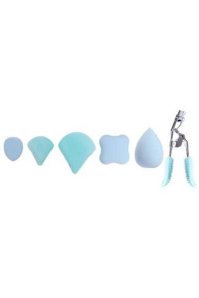 BEAUTY SYSTEM مجموعة اسفنجة مكياج مع قلاب رموش من بيوتي سيستم 6 قطع الوان متنوعة