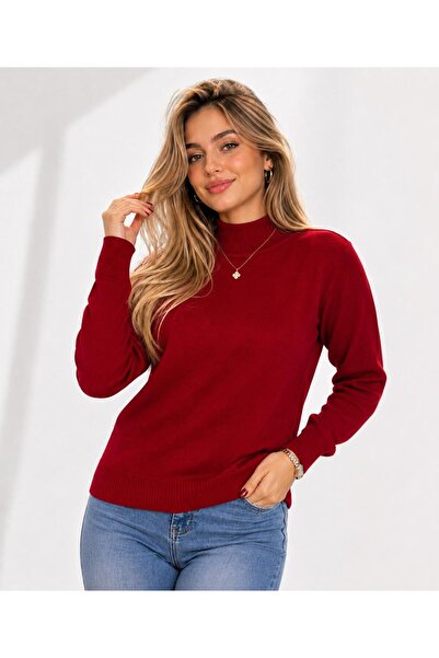 HİRA LİFE FASHİON Women's Stylish Design and Soft Textured Stand Collar Knitw...