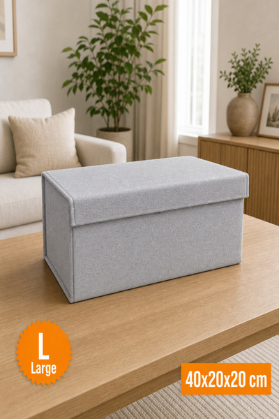 Emma Oliwia Gray Covered Closet Organizer, Foldable Clothing Storage Box, She...