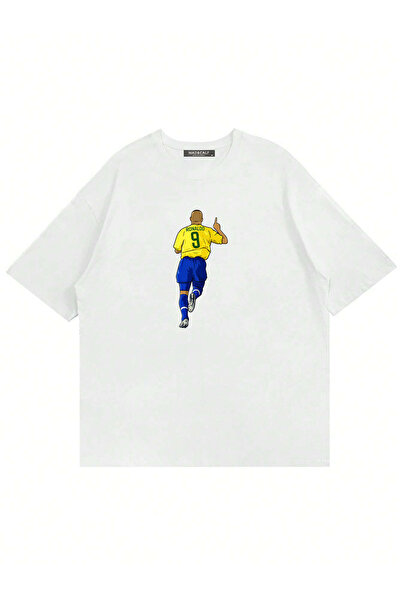 Mad&Calf Unisex Ronaldo Nazario Printed Crew Neck Oversize Tshirt